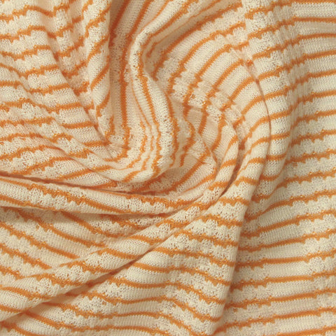 Orange Thin-Stripe Jersey Knit, Viscose-Poly