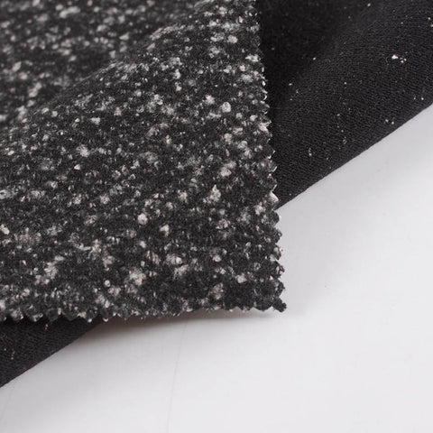 Black Marl Interlock Knit, Polyester, 333 gsm