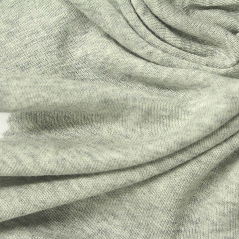 Light Grey Heathered-Marl Rib Knit, Cotton, 180 gsm