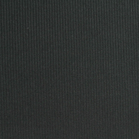Brushed Polyester Stretch Rib Knit Fabric, 250 gsm, 160 cm — Black