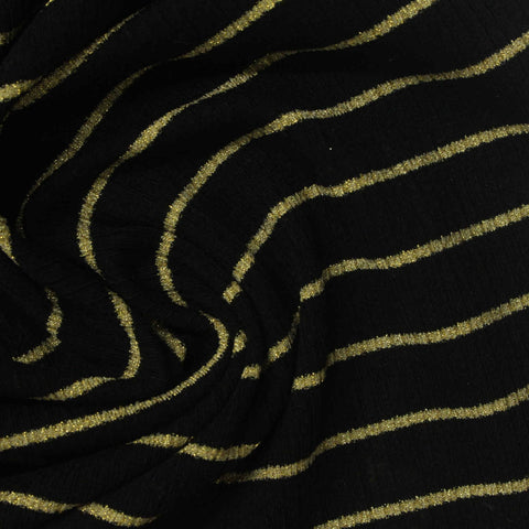 Gold Horizontal-Stripe Rib Knit, Poly-Cotton