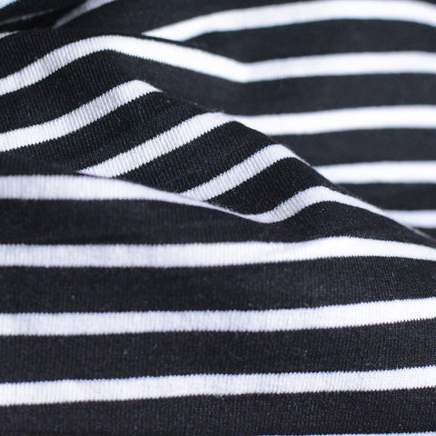 Black Horizontal-Stripe Rib Knit, 310 gsm