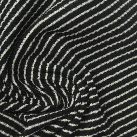 Black Horizontal-Stripe Rib Knit, Cotton, 200 gsm, 140 cm