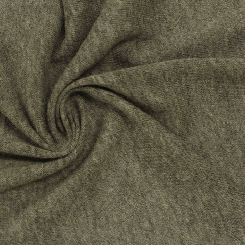 Heathered Grey-Green Marl Jersey Knit, Cotton-Poly