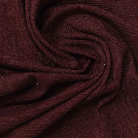 Dark Red Heather Jersey Knit, Cotton-Poly
