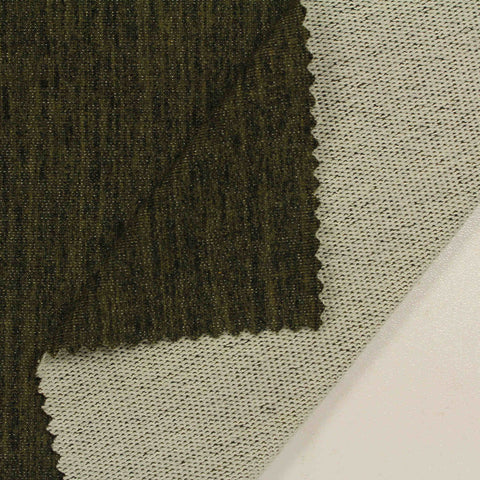Dark Olive Marl French Terry, Poly-Cotton, 225 gsm
