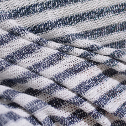 Blue Stripes Chunky Knit, Poly-Cotton, 193 gsm