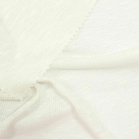 Slub Viscose Polyester Rib Knit Fabric, 154 gsm, 147 cm — White
