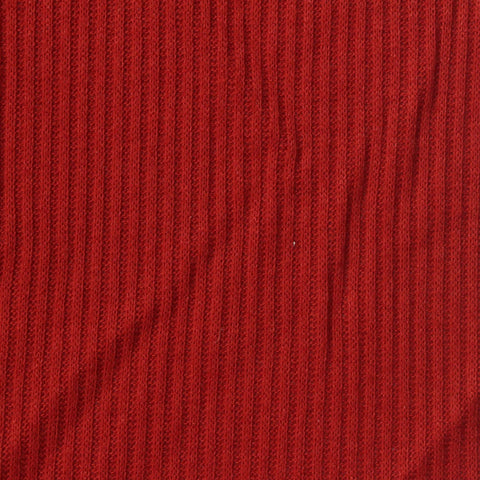 Polyester Viscose Stretch Rib Knit Fabric, 220 gsm, 165 cm — Red