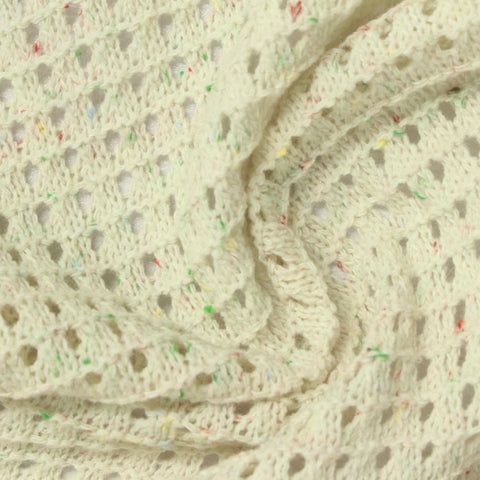 Cream Marl Pointelle Knit, Polyester, 350 gsm