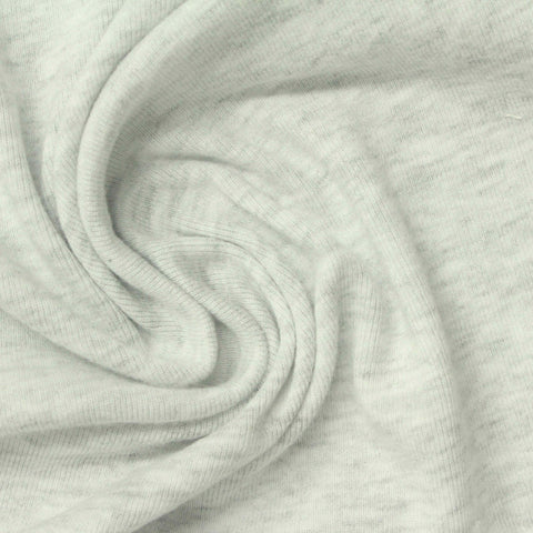 Light Grey Marl Rib Knit, Cotton-Viscose, 230 gsm