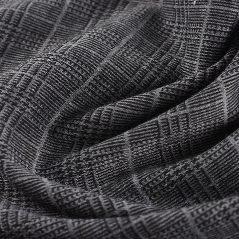 Grey Check Interlock Knit, Polyester, 276 gsm