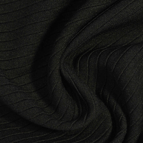 Black Textured-Line Rib Knit, Polyester