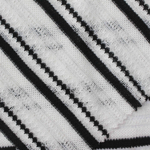Black Horizontal-Stripe Rib Knit, Poly-Viscose, 190 gsm