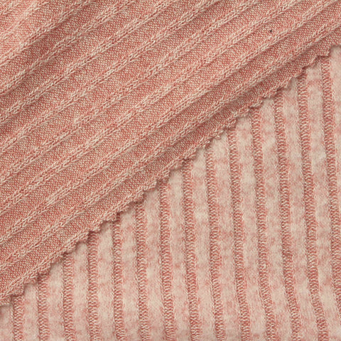 Brushed Viscose Polyester Stretch Rib Knit Fabric, 165 gsm, 154 cm — Beige