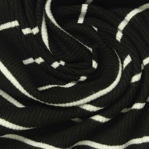 Black Stripes Rib Knit, Viscose