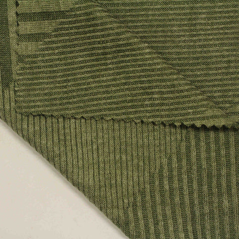 Olive Horizontal-Stripe Rib Knit, Polyester