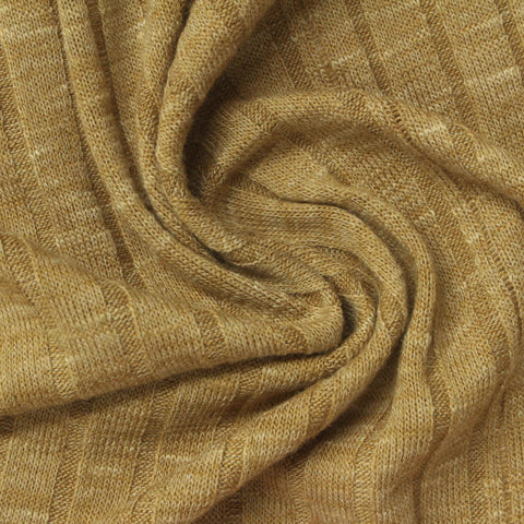 Tan Marl Rib Knit, Poly-Viscose