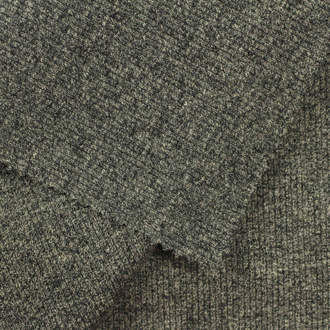 Dark Grey Marl Rib Knit, Cotton, 476 gsm