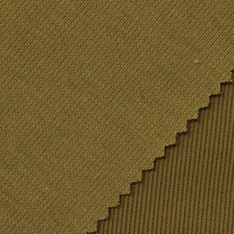 Polyester Stretch Rib Knit Fabric, 355 gsm, 165 cm — Khaki
