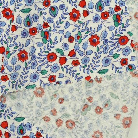 Red Flowers Woven, Viscose, 125 gsm, 137 cm