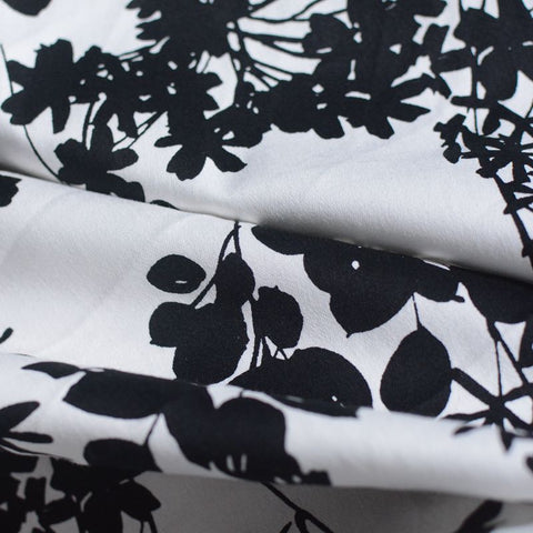 Black Floral Sateen, Cotton, 195 gsm
