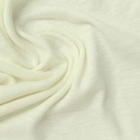 Slub Cotton Polyester Stretch Rib Knit Fabric, 210 gsm, 180 cm — White