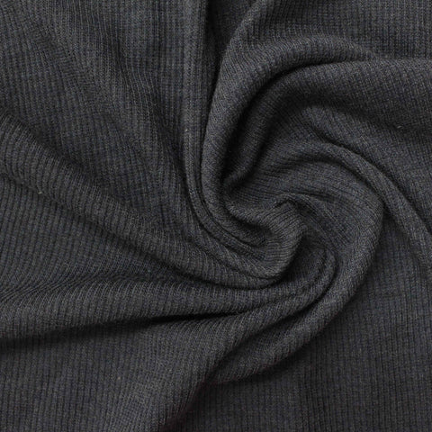 Polyester Stretch Rib Knit Fabric, 249 gsm, 122 cm — Grey