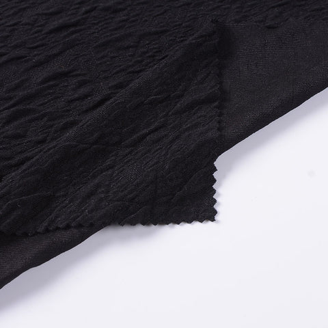 Jacquard Polyester Stretch Knit Fabric, 259 gsm, 154 cm — Black