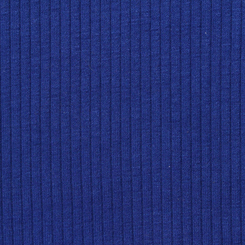 Polyester Viscose Stretch Rib Knit Fabric, 270 gsm, 145 cm — Blue