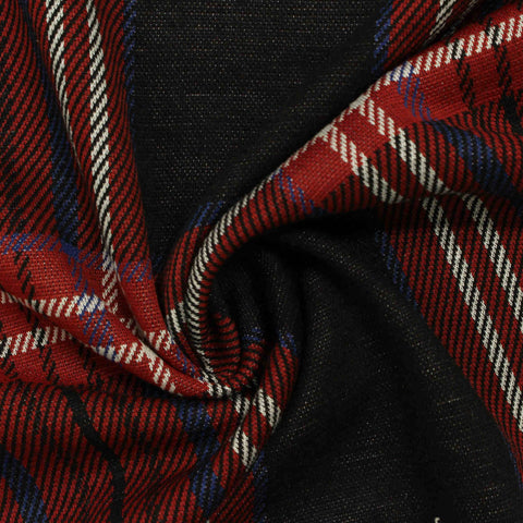 Red Plaid Jacquard, Poly-Viscose