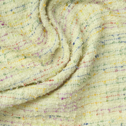 Jacquard Polyester Cotton Stretch Bouclé Fabric, 260 gsm, 156 cm — Yellow