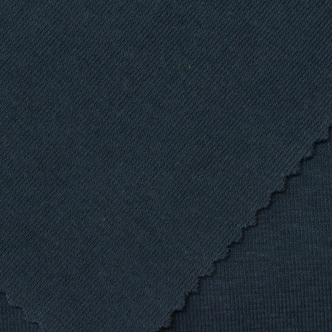 Polyester Cotton Stretch Rib Knit Fabric, 425 gsm — Navy