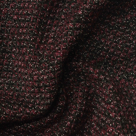 Dark Red Leaf Interlock Knit, Polyester