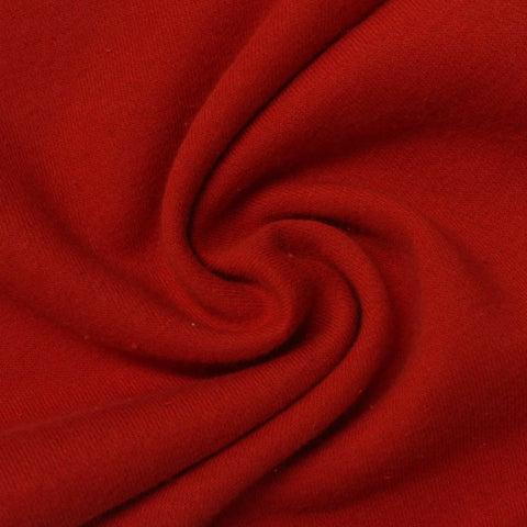 Brushed Cotton Polyester French Terry Fabric, 240 gsm, 177 cm — Red