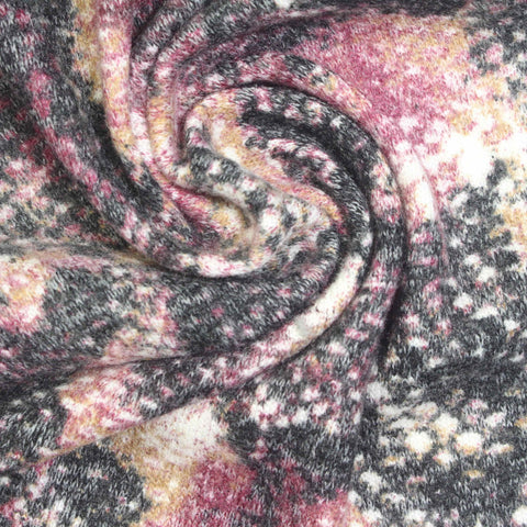 Pink Abstract Chunky Knit, Viscose-Poly