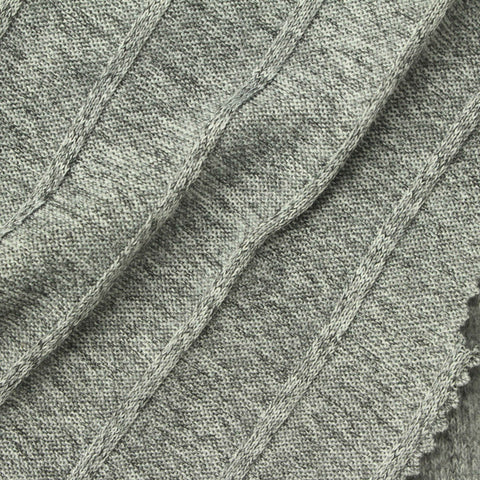 Grey Marl Rib Knit, Polyester, 200 gsm