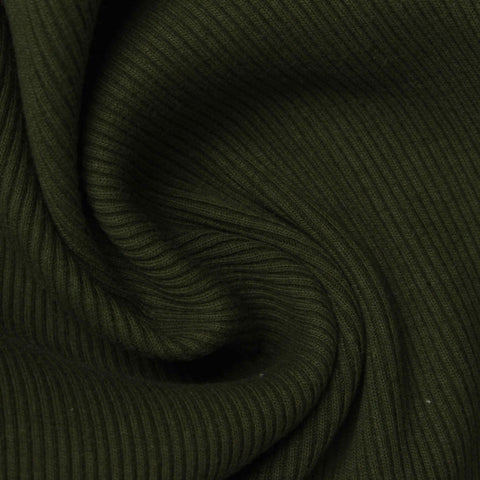 Dark Olive Rib Knit, Cotton-Poly