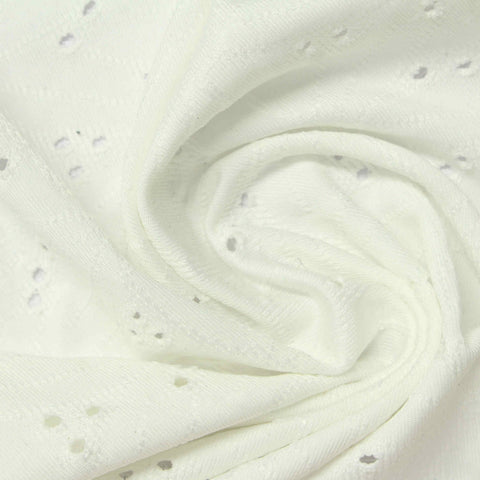 White Eyelet Jacquard, Polyester, 225 gsm