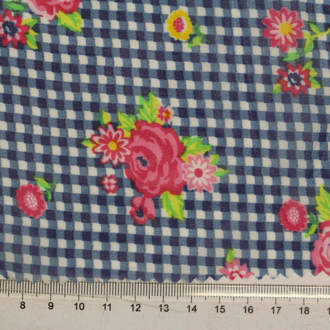 Pink Flowers Chiffon, Polyester, 78 gsm