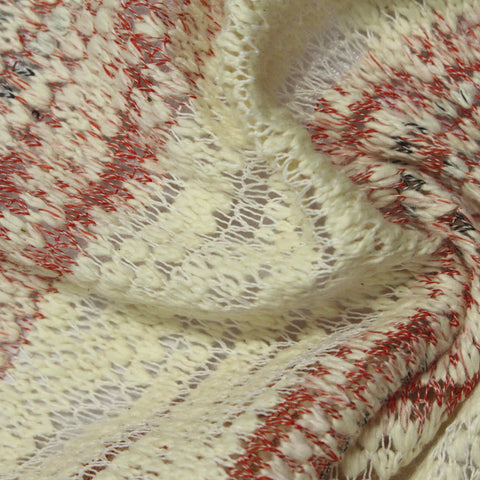 Red Textured-Band Chunky Knit, Cotton-Poly