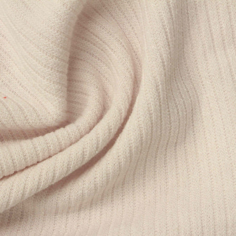 Polyester Stretch Rib Knit Fabric, 300 gsm, 150 cm — Beige