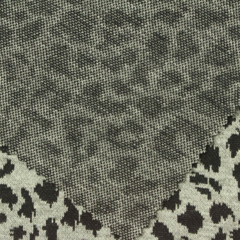 Dark Grey Animal Print Jacquard, Poly-Viscose
