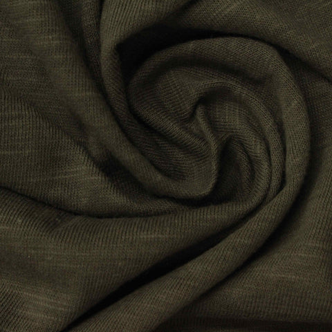 Dark Olive Heather Jersey Knit, Poly-Cotton