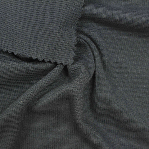 Dark Charcoal Ribbed Rib Knit, Poly-Cotton