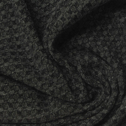 Black Textured Waffle Knit, Poly-Viscose