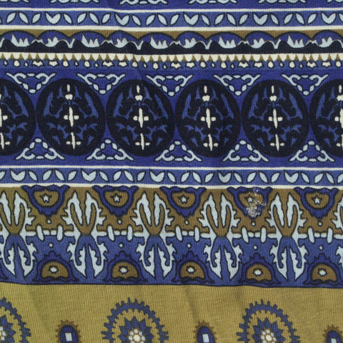 Blue Horizontal-Band Jersey Knit, Cotton-Viscose