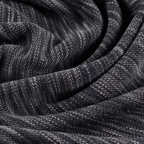 Black Vertical-Stripe Interlock Knit, Polyester, 360 gsm