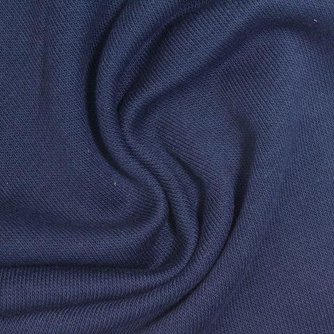 Brushed Cotton Polyester French Terry Fabric, 300 gsm, 170 cm — Navy, ref EF-275401