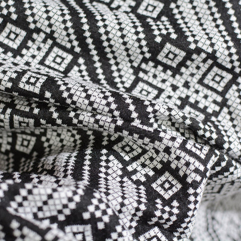 Black Geometric-Diamond Jacquard, Cotton-Poly, 180 gsm